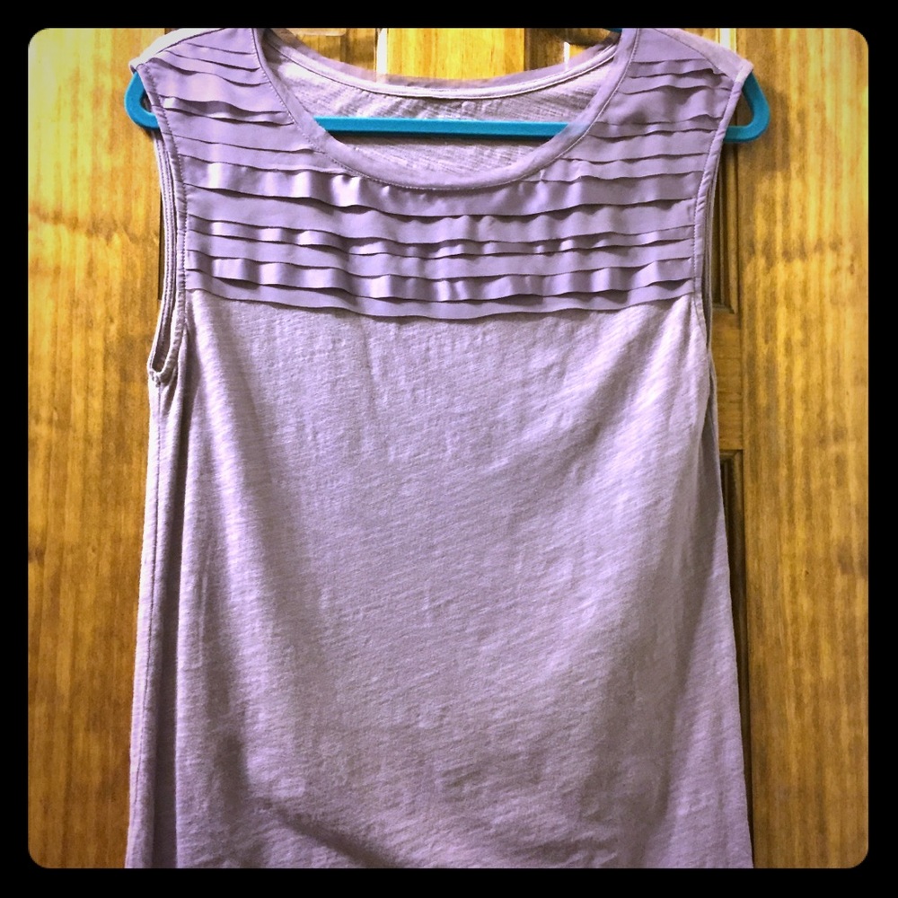 Cotton Loft lavender shell with ruffled front.